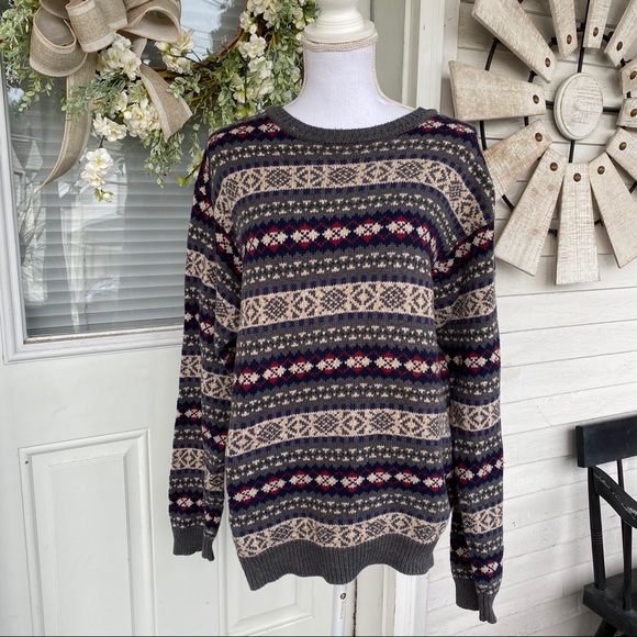 Dockers Other - Grey Fair Isle Striped Crew Neck Sweater